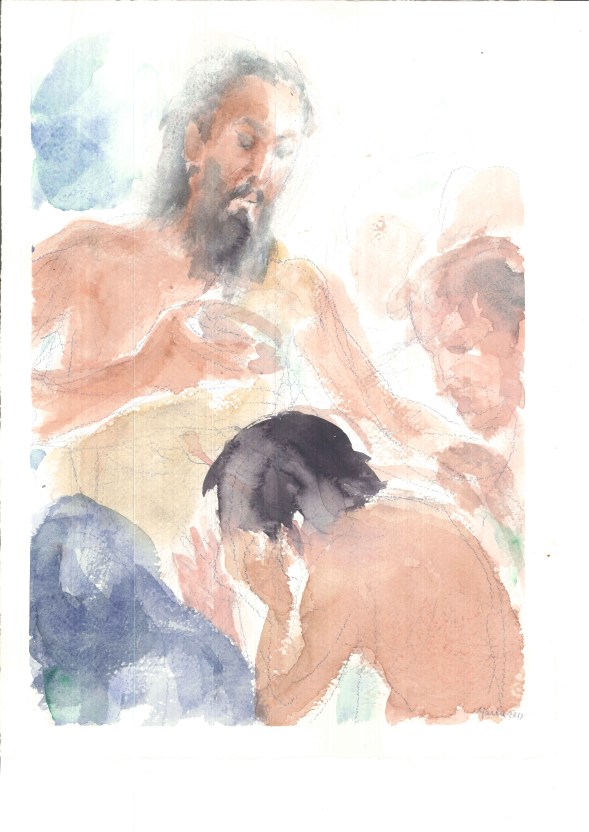 Giovanni battezza nel Giordano