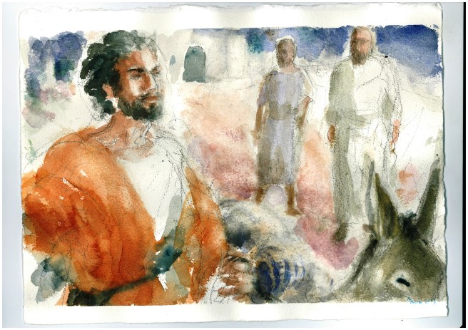 Partì per un paese lontano, acquarello di Maria Cavazzini Fortini, marzo 2014