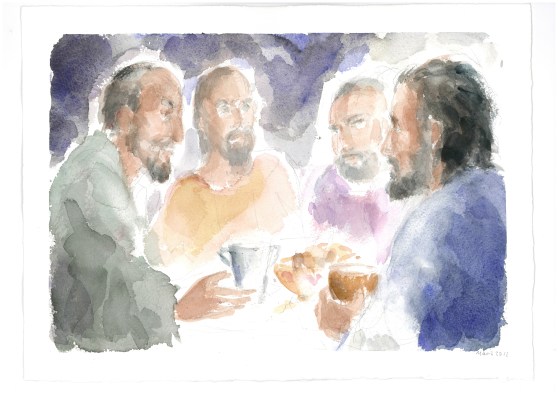 Alla tavola di Simone il fariseo, acquarello di Maria Cavazzini Fortini, giugno 2012