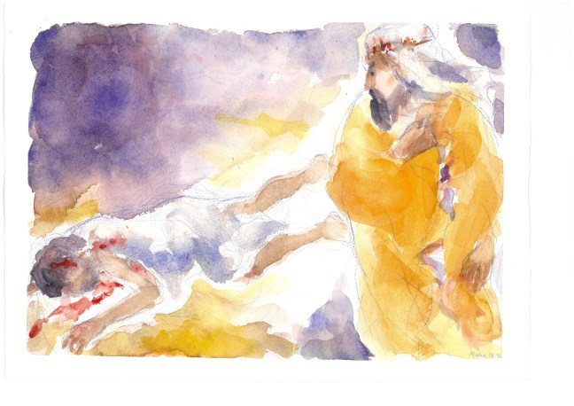 Vide e passò oltre, acquarello di Maria Cavazzini Fortini, aprile 2013