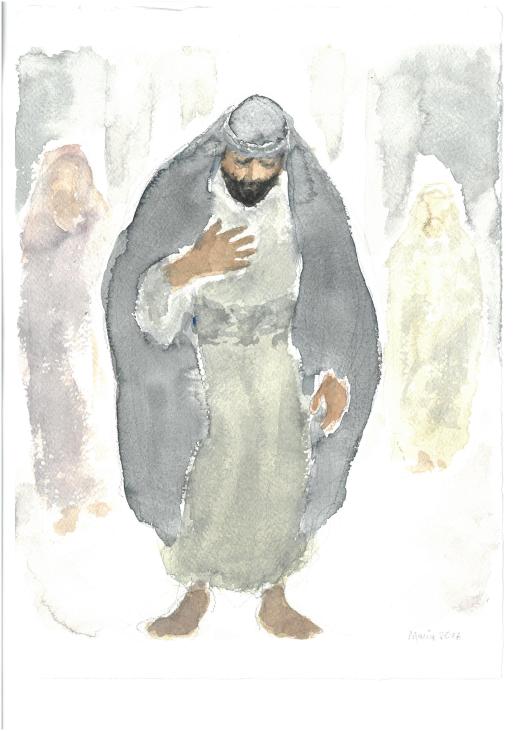 Il pubblicano al Tempio, acquarello di Maria Cavazzini Fortini, ottobre 2016